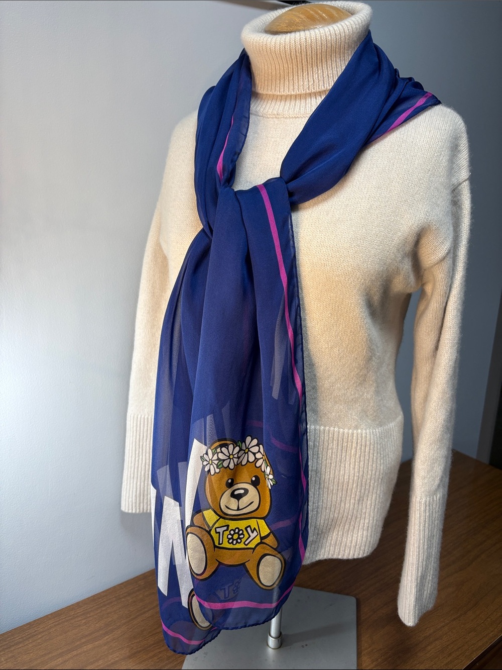 MOSCHINO Silk Signature Scarf.